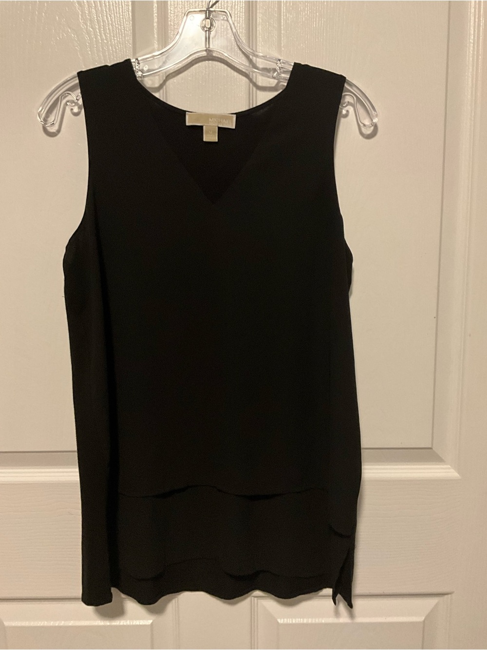 Michael Kors Black Sleeveless V-Neck Layered Tank